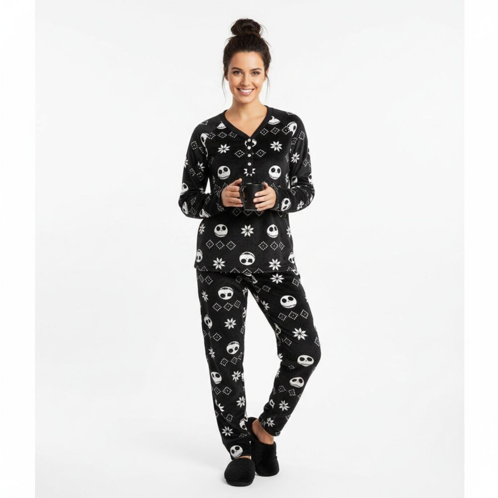 Nightmare Before Christmas Black & White Soft Print Pajama Pants & Top Set L